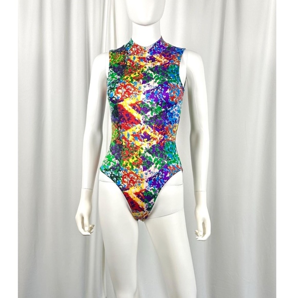 Vintage 2000’s ‘Cheerleader & Danz Team’ Multicoloured Mockneck Bodysuit - XS - Picture 3 of 10